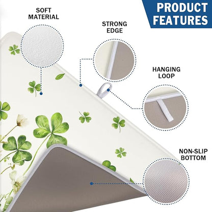 St Patrick's Day Dish Drying Mat 18 x 24 Inch Green Clover Dish Drainer Rack - Image 3