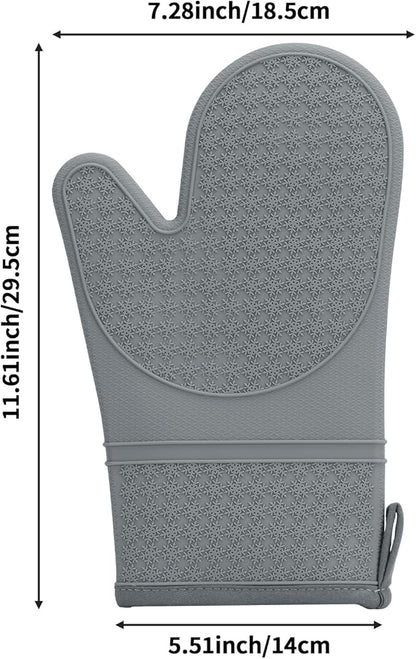 Hovico Silicone Oven Mitts, Heat Resistant 500F Kitchen Mitts 2PCS, 11.6" - Image 2