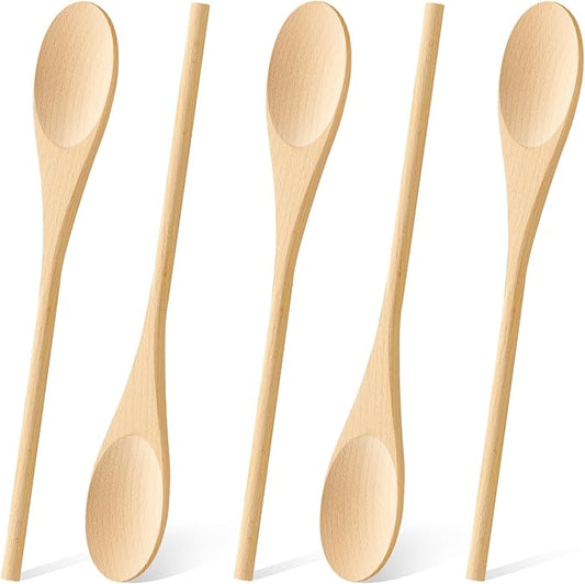 MORGLES 5 Pcs Wooden Spoons for Cooking, 12 Inches Long Handle Spoons for Mixing by Morgles