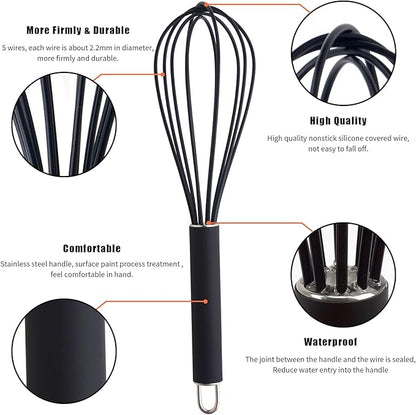 GorGin high temperature and easy to clean silicone whisk, 10 inch, grip good - Image 2