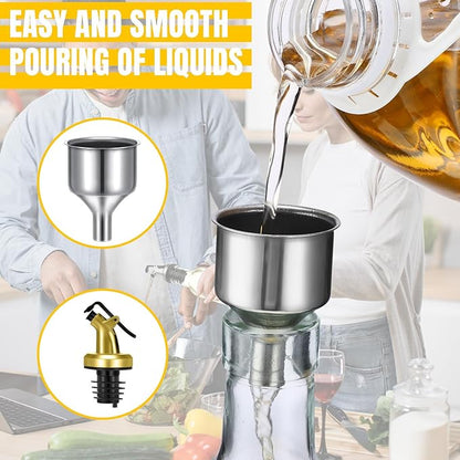 Hushee 12 Pcs Clear Glass Olive Oil Dispenser Bottles Sets Include 8oz Glass - Image 3