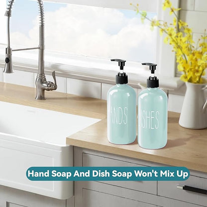 COHOSEGE Glass Soap Dispenser Set 2 Pack, 16 Oz Dish Soap Dispenser - Image 5