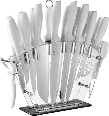 EUNA Knife Block Set, German High-Carbon Stainless Steel Knife Sets by EUNA
