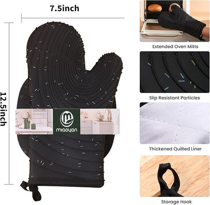 4 Pieces Oven and Pot Holders Mitts of Macaron Color Thickened Non-Slip - Image 2