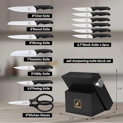 imarku 14-Piece Premium Knife Block Set, High-Carbon Stainless Steel Knives - Image 5