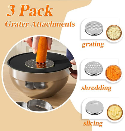 Mixing Bowls with Lids Set, Kitchen Food Storage Organizers Nesting Mixing Bowl - Image 3