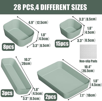 28 pcs Desk Drawer Organizer Tray, Stackable Organizer Containers - Image 2
