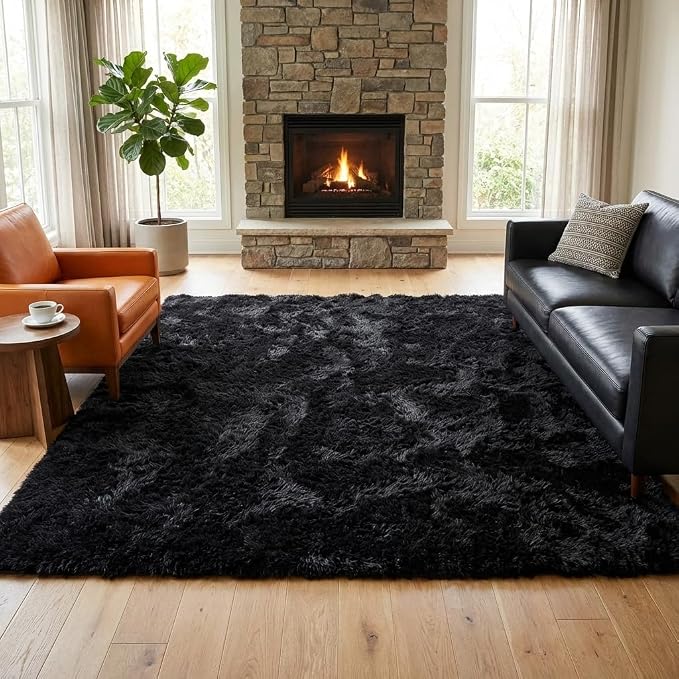 Mugorn Black Area Rugs 9x12 Living Room, Large Fluffy Rugs - Image 8