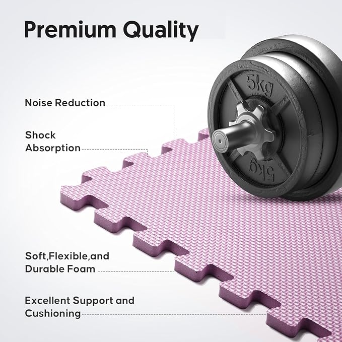 Home Gym Mat, Puzzle Exercise Mat, EVA Interlocking Foam Floor Tiles - Image 3