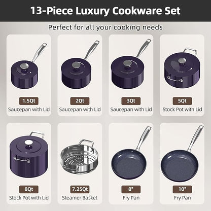 Nuwave Lux 13pc Forged Lightweight Cookware Set PFAS Free, Healthy G10 Duralon - Image 9