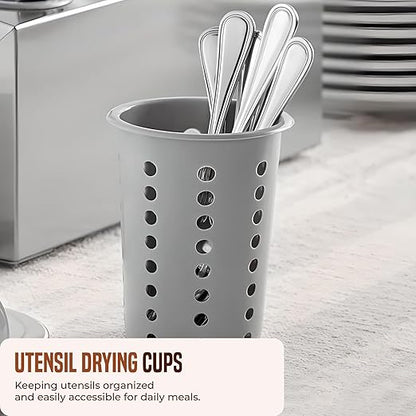 OCS Parts Perforated Utensil Drying Cups | Gray | Set of 3 | Plastic Flatware - Image 3