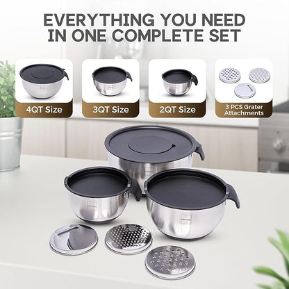 Stainless Steel Mixing Bowls Set of 3, Large Nesting Bowls - Image 3