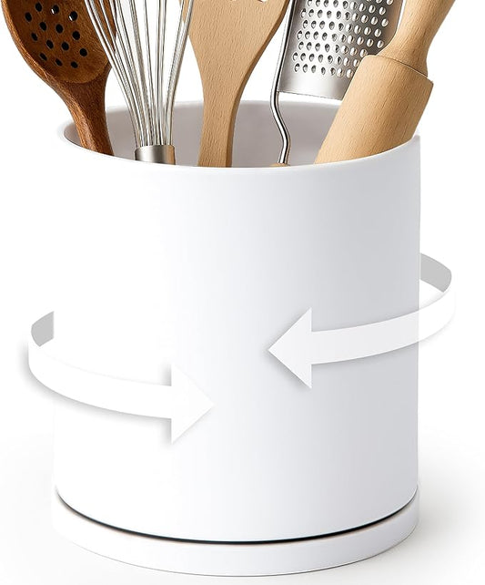D'vine Dev 360° Rotating Utensil Holder – 7.2" Kitchen Utensil Crock by DvineDevPlanterPotsandStand