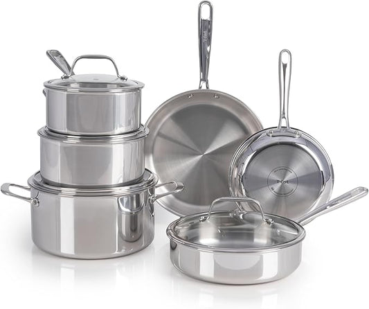 T-fal Pro Tri-Ply Stainless Steel Cookware Set, 10 Piece-Induction Compatible by T-falbrand