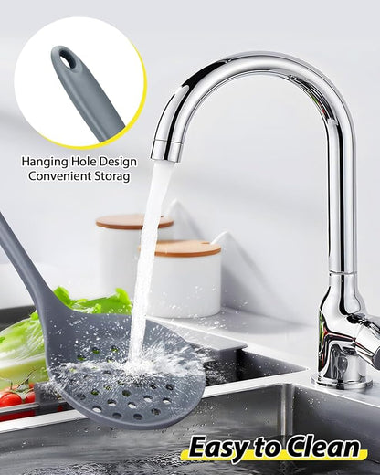 3 Pcs Silicone Kitchen Utensils Set, Soup Ladle-Pasta Fork-Slottede Spoon - Image 6