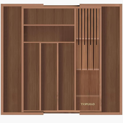 TIOPGHAD Bamboo-Silverware-Drawer-Organizer-Kitchen, Expandable Utensil Holder by TIOPGHAD