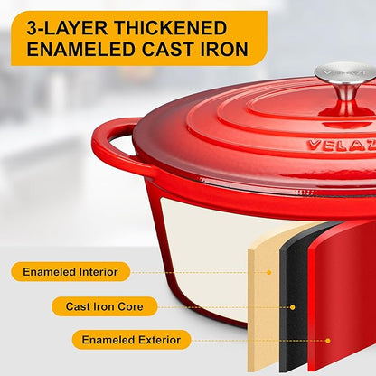 Velaze 7.5 QT Enameled Oval Dutch Oven Pot - Image 3