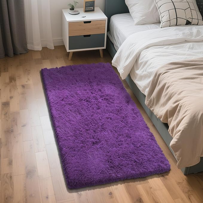 Purple Fluffy Rug Shag Area Rug, 3x5 Area Rugs by Yongyangjuxi