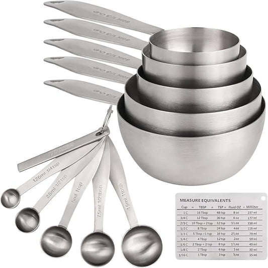 Measuring Cups and Spoons, 12 Piece Metric & US 18/8 Stainless Steel Measuring by Smithcraft