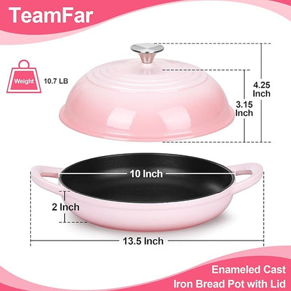 TeamFar Cast Iron Bread Dutch Oven, 6 Qt Enameled Dutch Oven Pot - Image 2