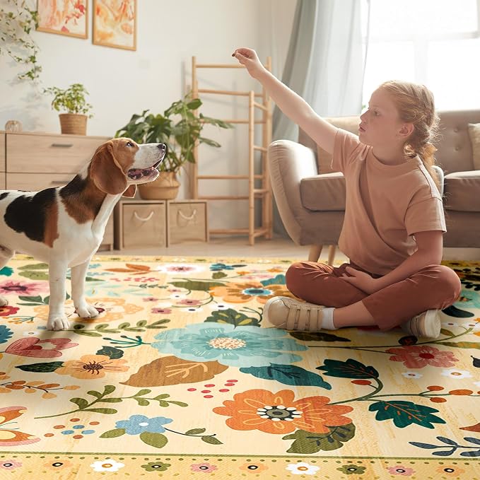 RELEANY Floral 2x6 Area Rugs Washable Print Boho Cute Carpet Non Slip Flower - Image 9