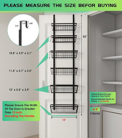 Mefirt 12 Inch Wide Narrow Over The Door Pantry Organizer, Pantry Organization - Image 2