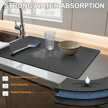 Dish Drying Mat & Coffee Mat for Kitchen Counter, Absorbent Microfiber - Image 4