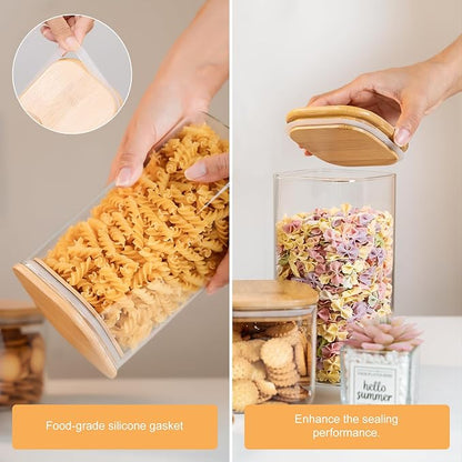 6-Pack Glass Food Storage Jars Set, 37oz Airtight Clear Canisters - Image 3