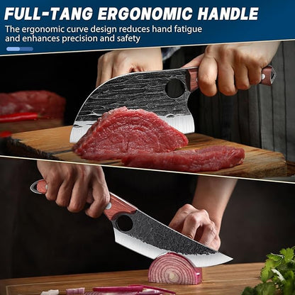TAN REN 3PCS Butcher Knife Set for Meat Cutting, Hand Forged Meat Cleaver Knives - Image 3