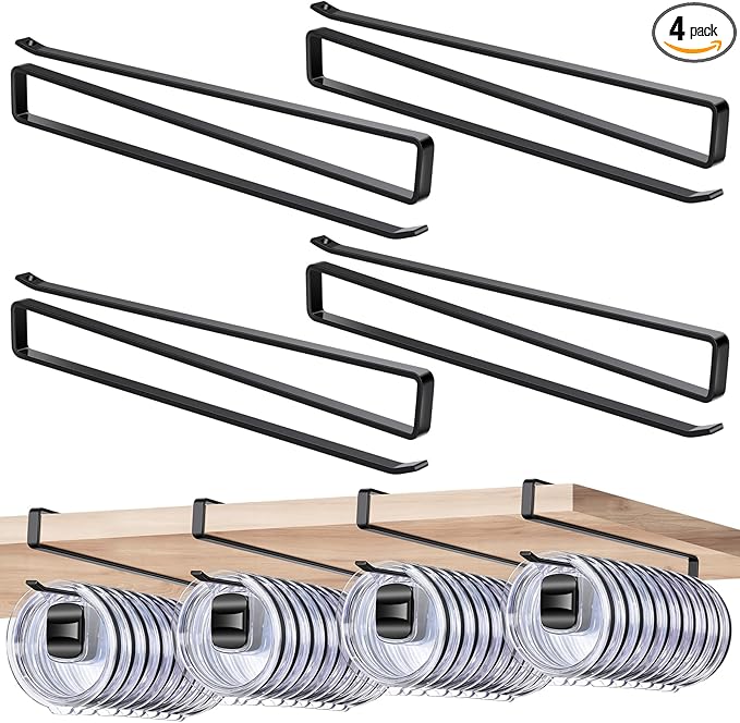 4 Pack Tumbler Lid Organizer, Cup Lid Holder Holds 12 Lids Each Under Cabinet by Unknown