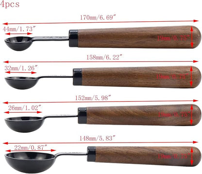Set of 4 Measuring Spoons Black Measuring Scoops - Image 3