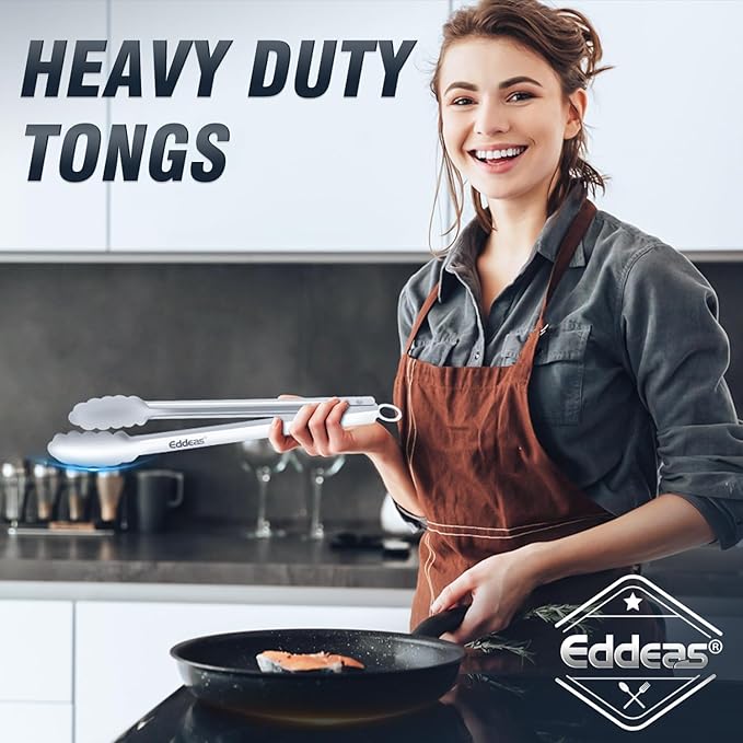 Eddeas Grill Tongs, 17 Inch Extra Long BBQ Tongs, Heat Resistant 600 Degrees - Image 6