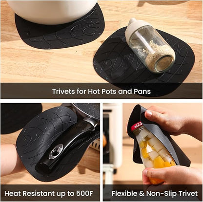 4 Pieces Oven and Pot Holders Mitts of Macaron Color Thickened Non-Slip - Image 3