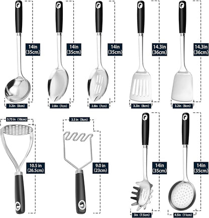 18/0 Stainless Steel Cooking Utensils Set, Heavy Duty Kitchen Utensils - Image 6
