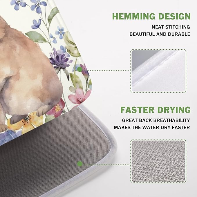 Easter Bunny Dish Drying Mat 16 x 18 Inch Rabbit Dish Drainer Rack Mat Colorful - Image 4