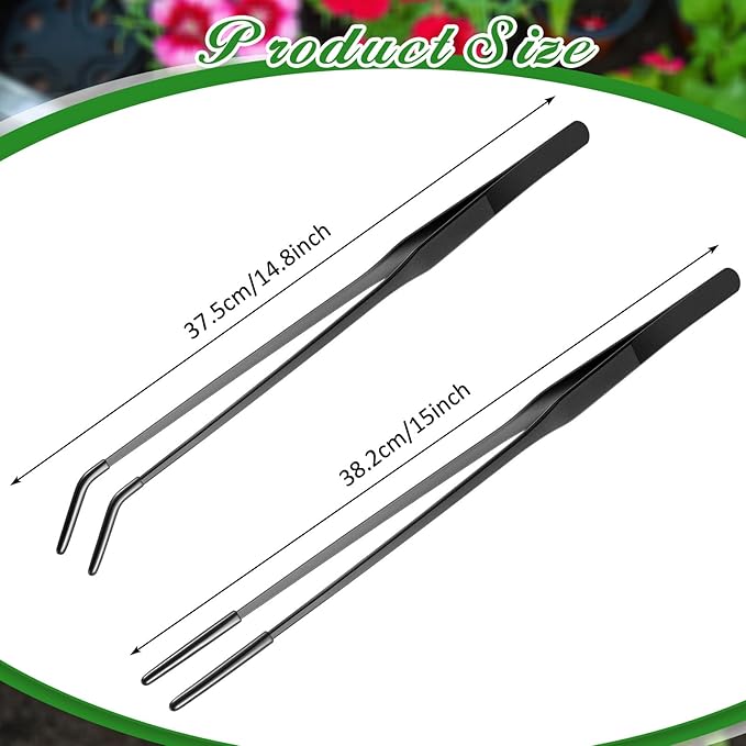 Lasnten 2 Pcs Extra Long Stainless Steel Reptile Feeding Tongs - Image 2