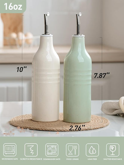 famiware Jupiter 16oz Ceramic Olive Oil Dispenser Bottle, Olive Oil and Vinegar - Image 4
