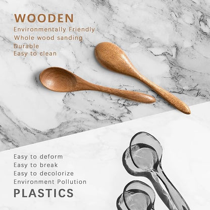 2 PCS Small Wooden Spoons, 5.8 Inch Honey Spoons - Image 3