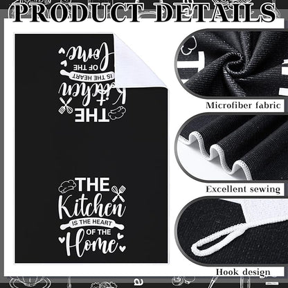 12 Pcs Farmhouse Kitchen Decor and Accessories Sets 4 Black Kitchen Towels 4 - Image 4