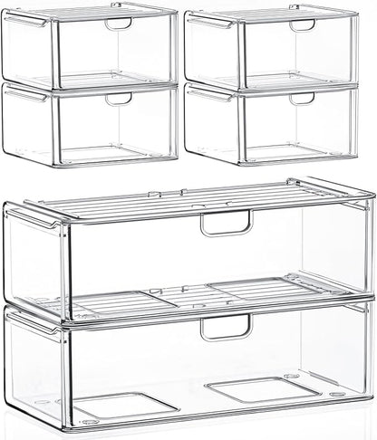 caktraie Acrylic Storage Drawers Set of 6, Plastic Organizer Bins by shoeboxesanddeskorganizers