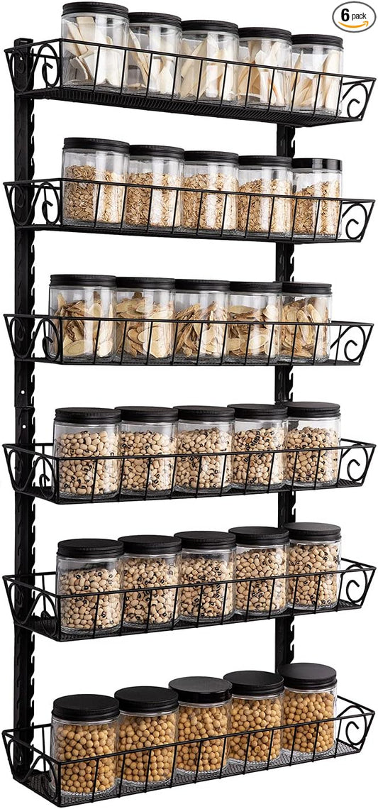 SWOMMOLY Adjustable Wall Mount Spice Rack, 6-Tier Dual-use Organizer by SWOMMOLY