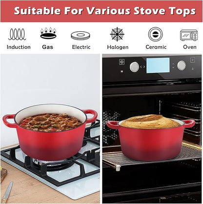 TeamFar Enameled Cast Iron Dutch Oven, 6 Quart Pot - Image 5