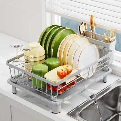 Dish Drainer Rack with Drip Tray, Sink Dish Drainer with Drainage Spout - Image 6
