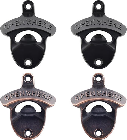 Rustproof Wall Mounted Beer Opener Black, Retro Post Mounted Soda Bottle Cap by Wallmountedbottleopener