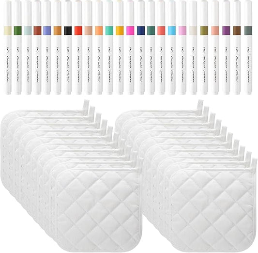 40 Pcs Pot Holder Bulk for Craft Set Including 16 White Pot Holders Oven Mitts by Unknown