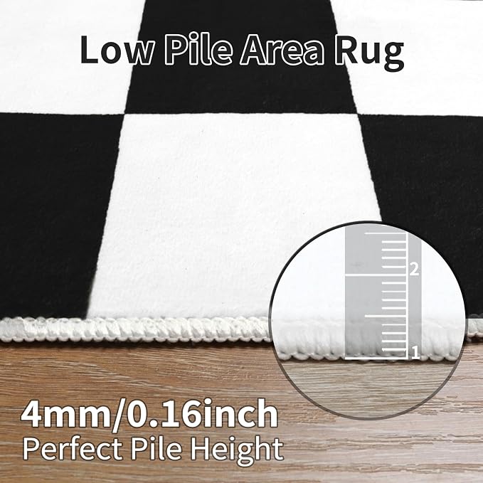 Terrug Black and White Checkered Rug - Image 5