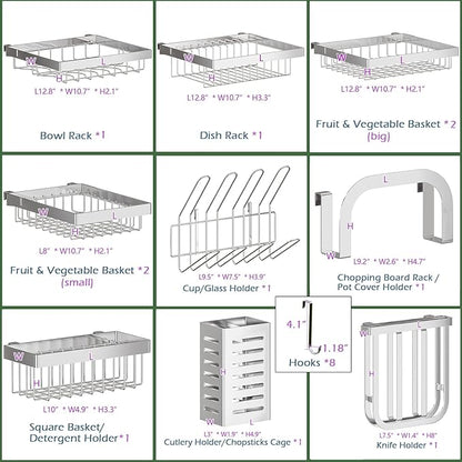 PUSDON Over Sink Dish Drying Rack Stainless Steel, Adjustable Large Dish Drainer - Image 4