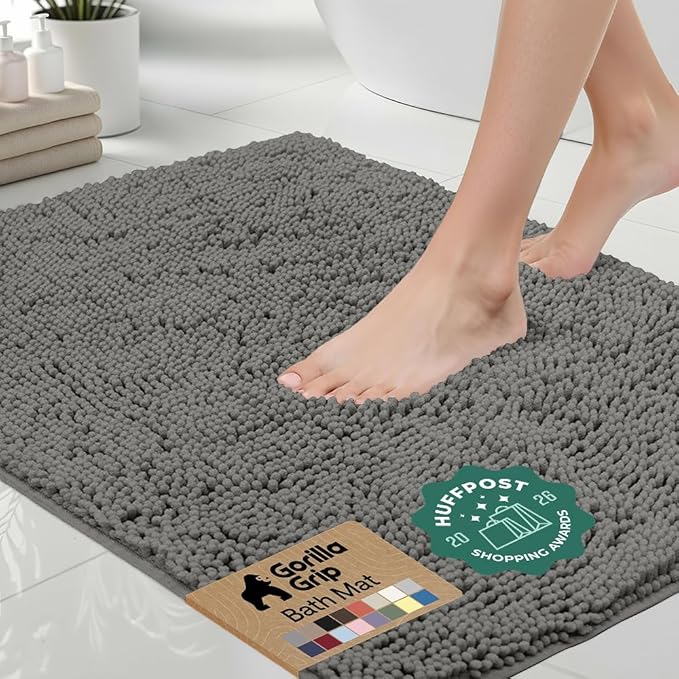 GORILLA GRIP Bath Rug Mat 30x20, Thick Soft Absorbent Chenille, Quick Dry by Unknown