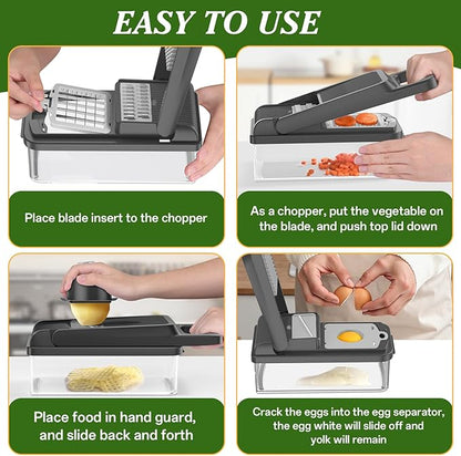 HomeHacks Vegetable Chopper Vegetable Cutter, 12 in 1 Kitchen Gadget, Onion - Image 6