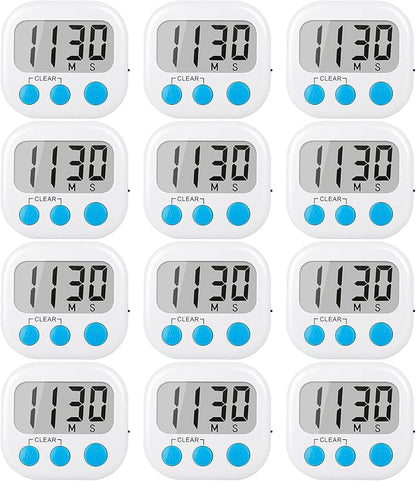 12 Pack Digital Kitchen Timers for Cooking Magnetic Timer for Cooking Loud by AOUCE